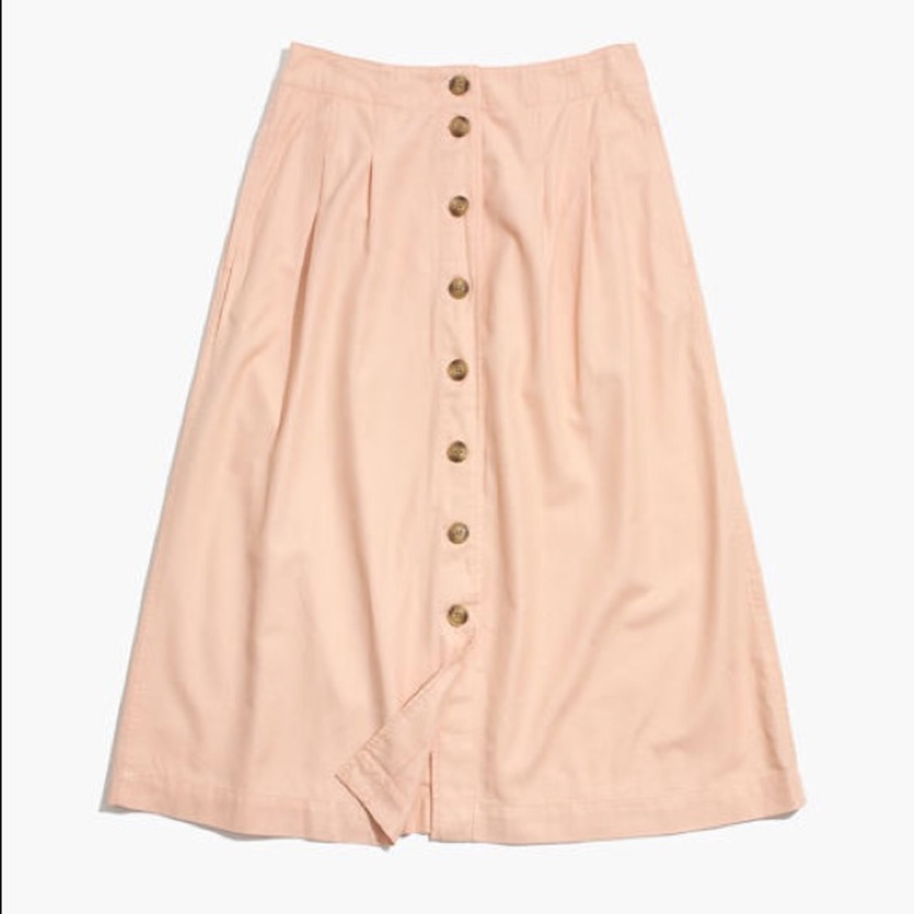 Madewell Patio Button-Front Midi Skirt Blush